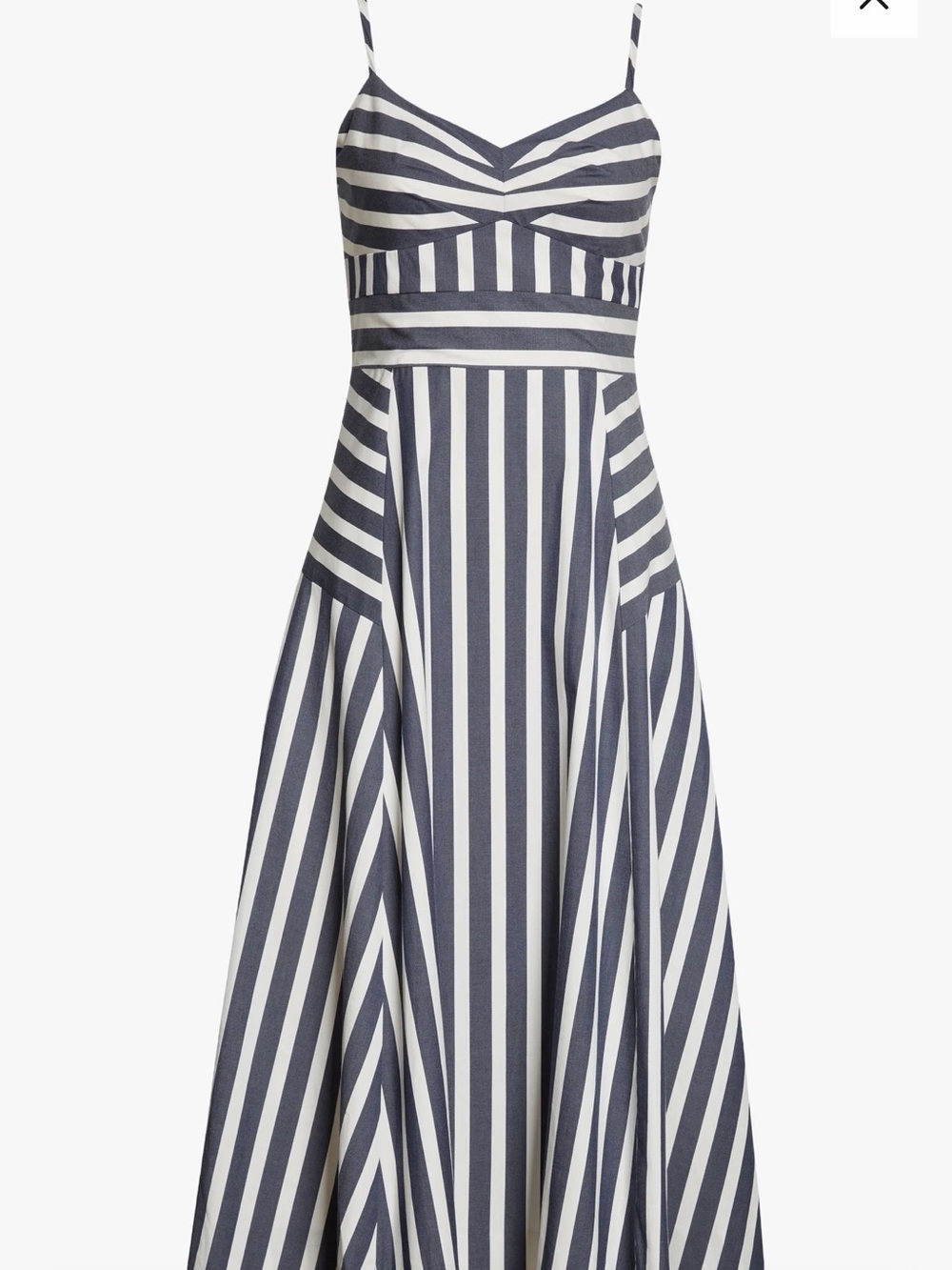 Veronica Beard Gray and White Striped Spaghetti Strap Midi Dress,NWT,SZ10